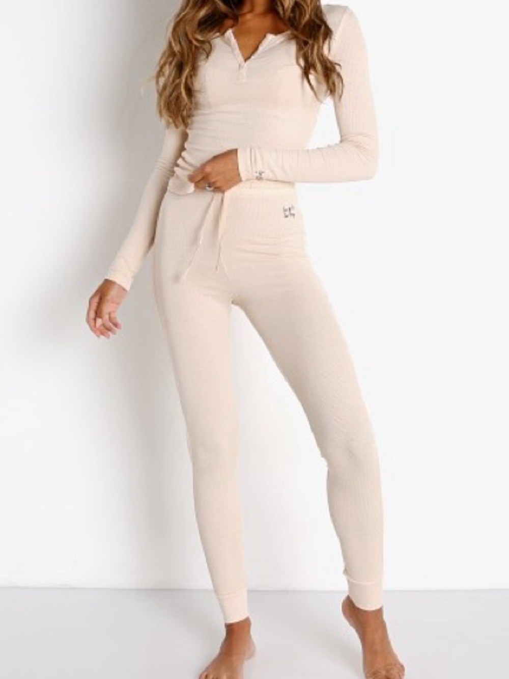 Les Girls Les Boys Fine Ribbed Pants Lounge Cream